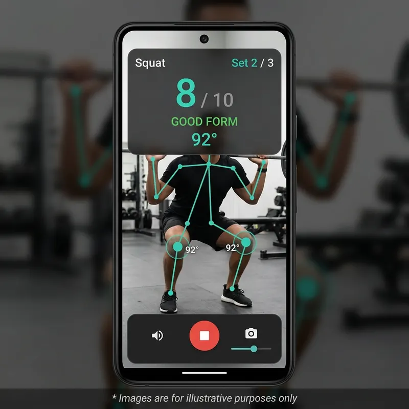 Squat with the rep count and knee angles